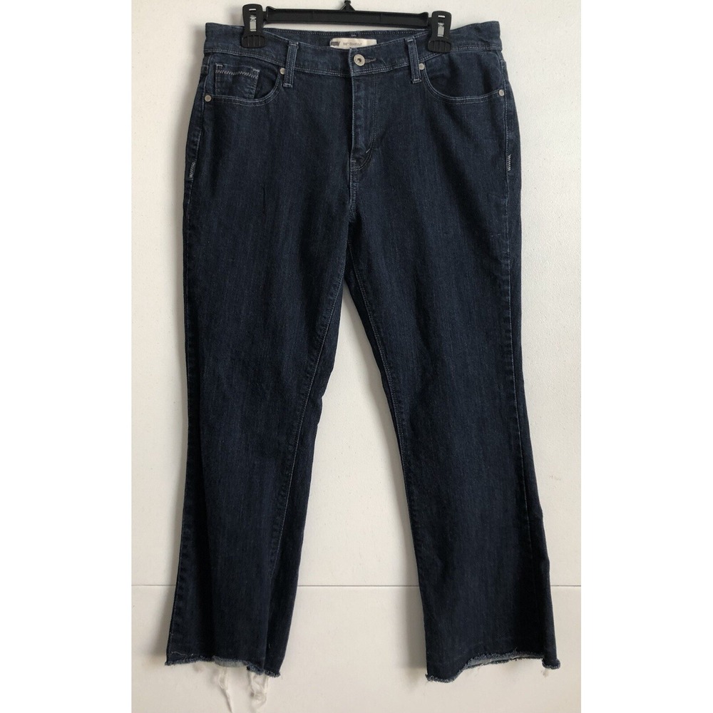 Levis 515 Jeans Women's 32x27 Blue Bootcut Dark Wash Rear Flip Pockets Raw Hem